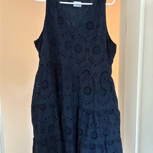 Time and Tru Navy Eyelet Mini Dress